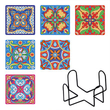 Load image into Gallery viewer, 6pcs/set Mandala Square Coaster Acrylic Water Cup Pad 5D DIY Room Decor (BD403)
