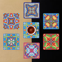 Load image into Gallery viewer, 6pcs/set Mandala Square Coaster Acrylic Water Cup Pad 5D DIY Room Decor (BD403)

