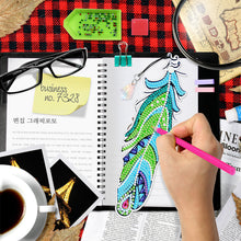 Load image into Gallery viewer, 6pcs Bookmark Student Gifts 5D DIY Feather Shape for Adults Kids (SQ202)
