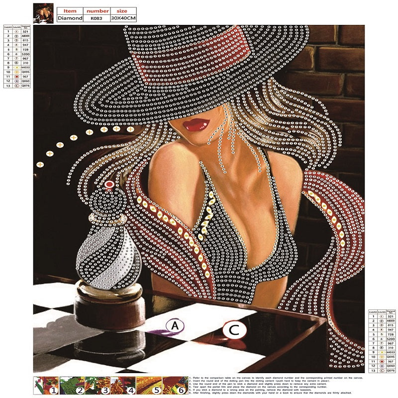 Diamond Painting - Partial Special Shaped - elegant woman (30*40CM)
