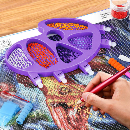 Large Bead Sorting Trays Plastic 5 Section Palm Bead Trays Kits (Purple)