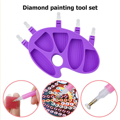 Large Bead Sorting Trays Plastic 5 Section Palm Bead Trays Kits (Purple)