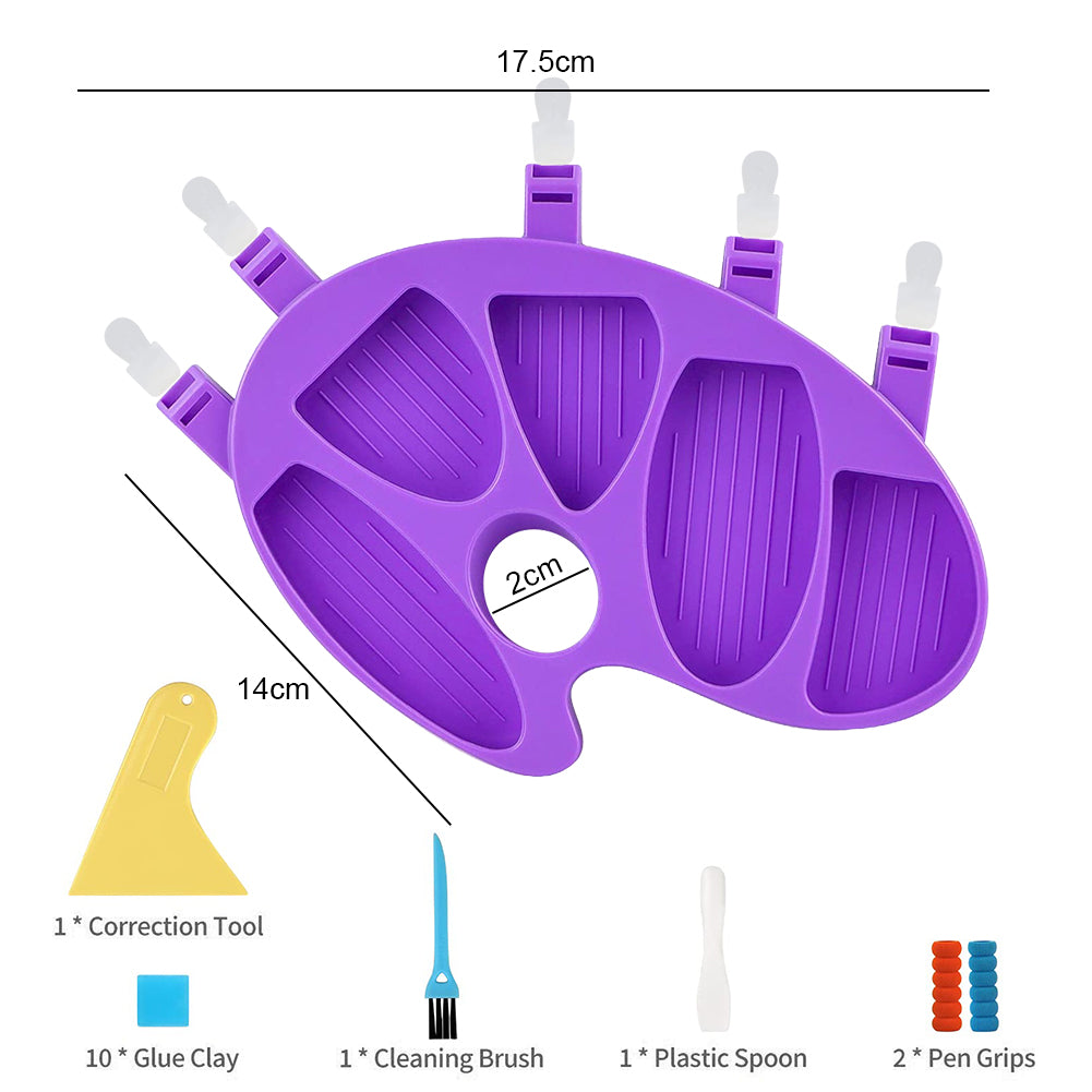Large Bead Sorting Trays Plastic 5 Section Palm Bead Trays Kits (Purple)
