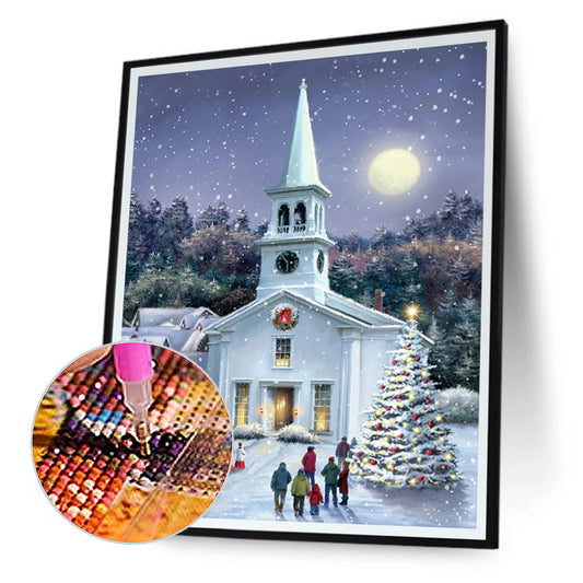 Diamond Painting - Full Round - Christmas Snow Church (30*40CM)