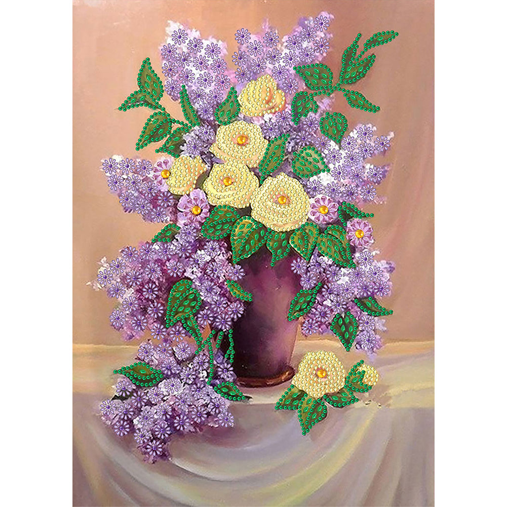 Diamond Painting - Partial Special Shaped - table top ornament violet vase (30*40CM)