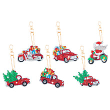 Load image into Gallery viewer, 6pcs Little Red Car DIY Diamonds Painting Keychain Mosaic Keyring Gift (T-32)
