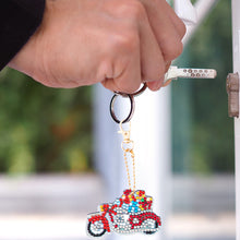 Load image into Gallery viewer, 6pcs Little Red Car DIY Diamonds Painting Keychain Mosaic Keyring Gift (T-32)
