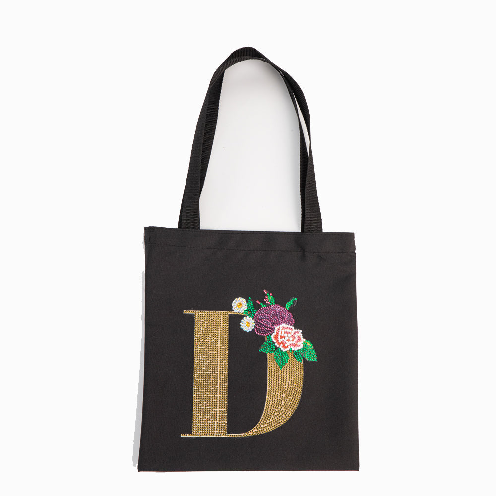 DIY Diamonds Painting Handbag Linen Shopping Bag Portable Fashion for Work (D)