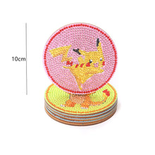 Load image into Gallery viewer, 6pcs DIY Diamonds Painting Coaster Cartoon Pikachu Wooden for Kids Gifts (Y1107)
