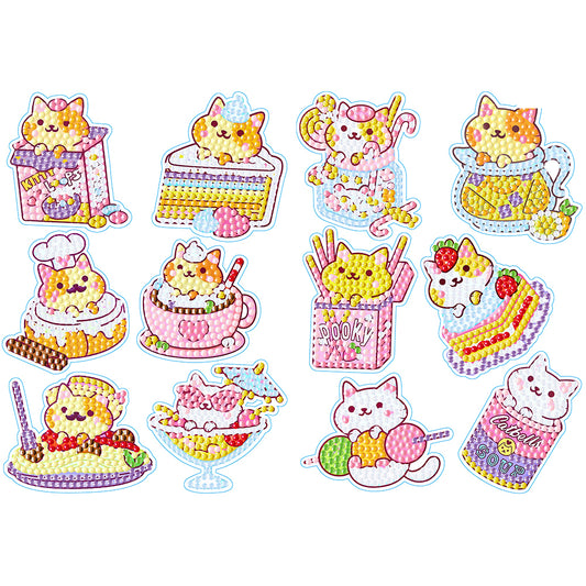 2 Sheets Diamonds Painting Sticker DIY Art Cartoon Cat Paster Home Decor (BT143)