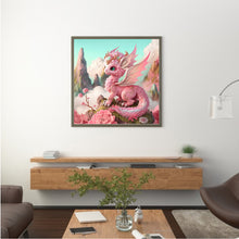 Load image into Gallery viewer, Diamond Painting - Full Round - pink cute dinosaur (30*30CM)
