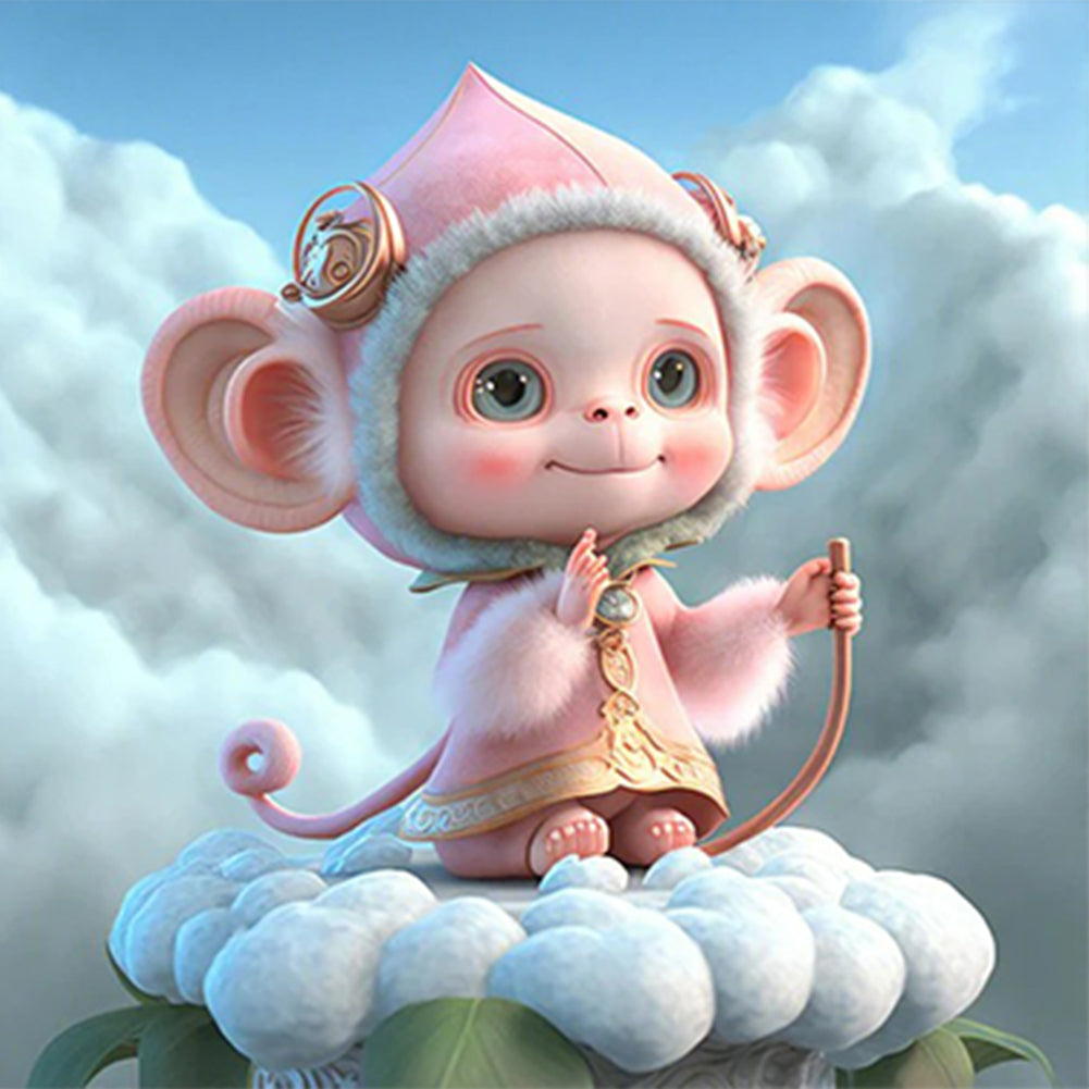 Diamond Painting - Full Round - pink monkey (30*30CM)