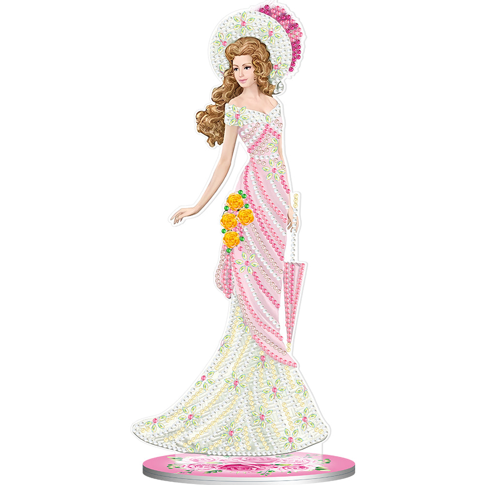 DIY Crystal Diamond Ornament Single Sided Elegant Lady Home Decor (HJBJP04)