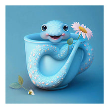 Load image into Gallery viewer, Diamond Painting - Full Round - Light blue potted version of the zodiac snake (30*30CM)

