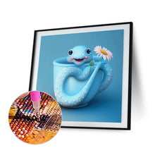Load image into Gallery viewer, Diamond Painting - Full Round - Light blue potted version of the zodiac snake (30*30CM)

