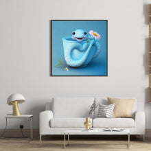 Load image into Gallery viewer, Diamond Painting - Full Round - Light blue potted version of the zodiac snake (30*30CM)
