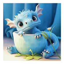 Load image into Gallery viewer, Diamond Painting - Full Round - Light blue potted version of the zodiac dragon (30*30CM)
