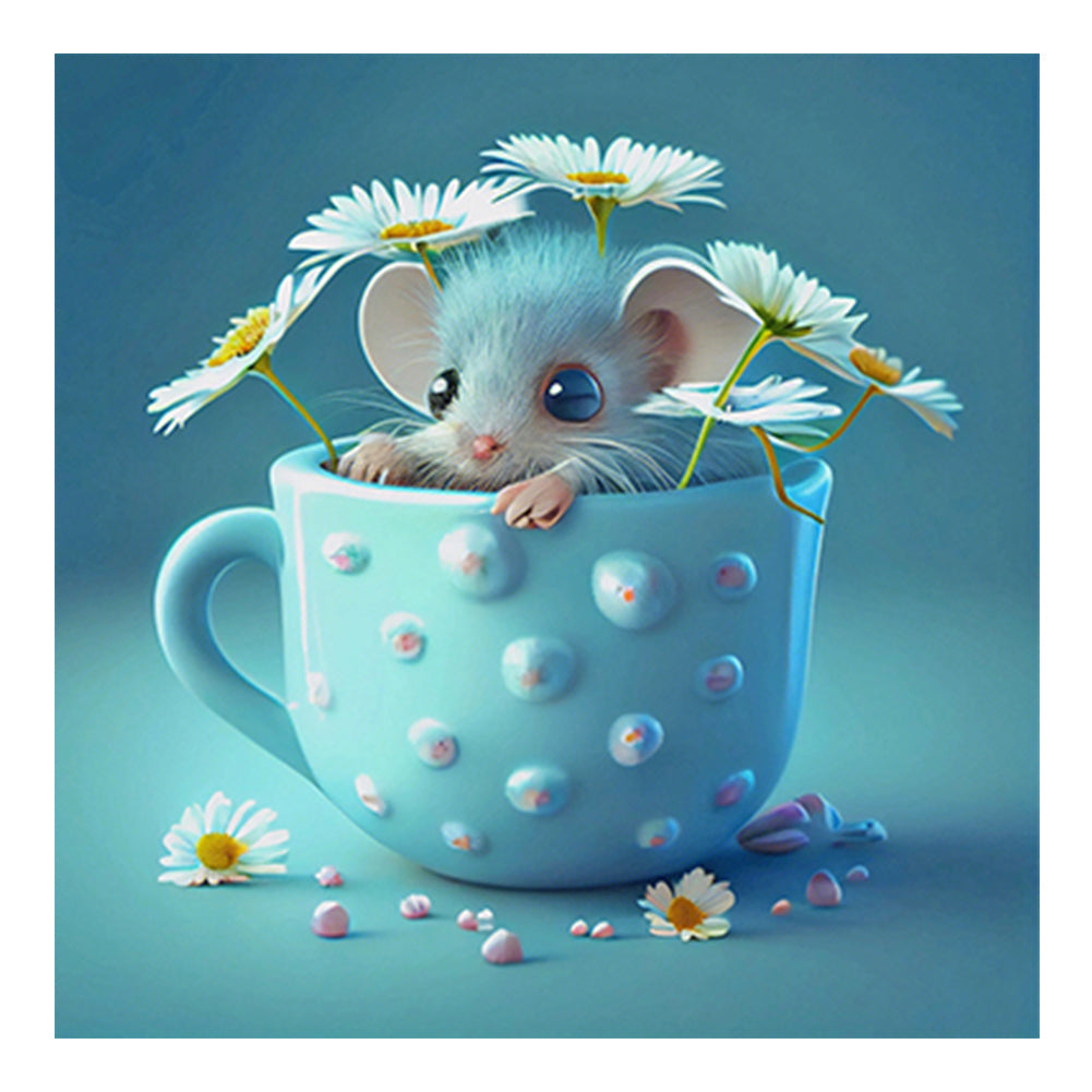 Diamond Painting - Full Round - Light Blue Potted Zodiac Rat (30*30CM)