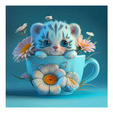 Load image into Gallery viewer, Diamond Painting - Full Round - Light blue potted version of the zodiac tiger (30*30CM)
