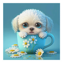 Load image into Gallery viewer, Diamond Painting - Full Round - Light Blue Potted Zodiac Dog (30*30CM)
