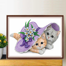 Load image into Gallery viewer, Diamond Painting - Partial Special Shaped - flower cat (40*30CM)
