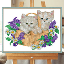 Load image into Gallery viewer, Diamond Painting - Partial Special Shaped - flower cat (40*30CM)
