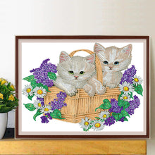 Load image into Gallery viewer, Diamond Painting - Partial Special Shaped - flower cat (40*30CM)
