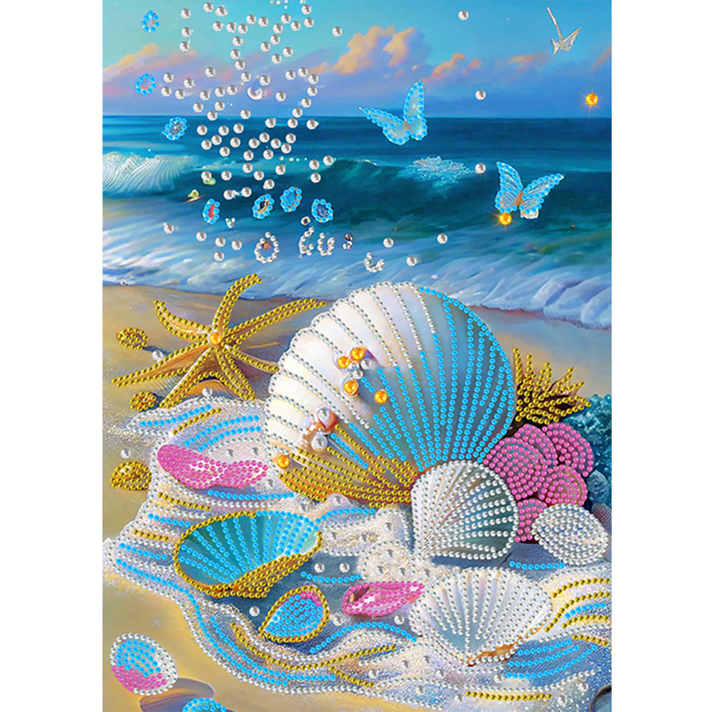 Diamond Painting - Partial Special Shaped - dreamy seaside beach shells (30*40CM)