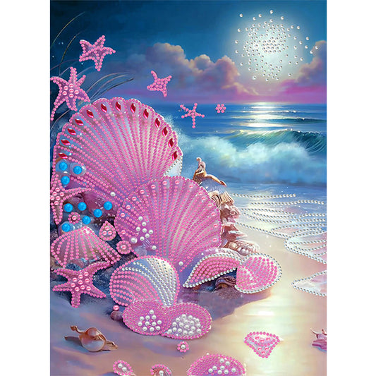 Diamond Painting - Partial Special Shaped - dreamy seaside beach shells (30*40CM)