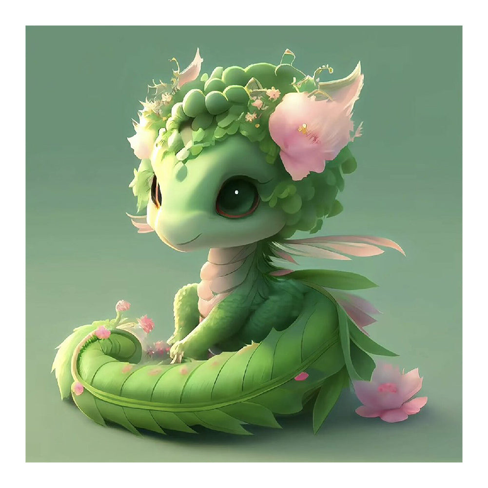 Diamond Painting - Full Round - Gorgeous Green Dragon (30*30CM)