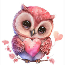 Load image into Gallery viewer, Diamond Painting - Full Round - pink flower owl (30*30CM)
