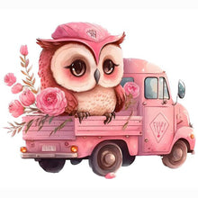 Load image into Gallery viewer, Diamond Painting - Full Round - pink flower owl (30*30CM)

