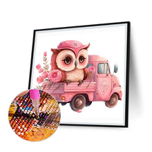 Load image into Gallery viewer, Diamond Painting - Full Round - pink flower owl (30*30CM)
