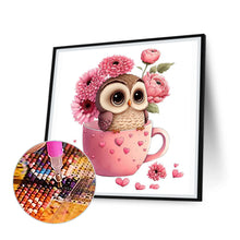 Load image into Gallery viewer, Diamond Painting - Full Round - pink flower owl (30*30CM)
