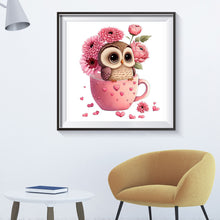 Load image into Gallery viewer, Diamond Painting - Full Round - pink flower owl (30*30CM)
