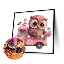 Load image into Gallery viewer, Diamond Painting - Full Round - pink flower owl (30*30CM)
