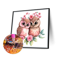 Load image into Gallery viewer, Diamond Painting - Full Round - pink flower owl (30*30CM)
