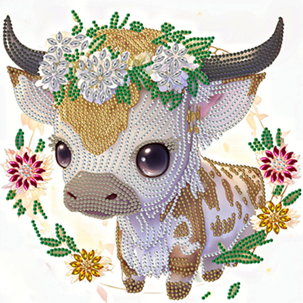 Diamond Painting - Partial Special Shaped - comic version zodiac ox (30*30CM)