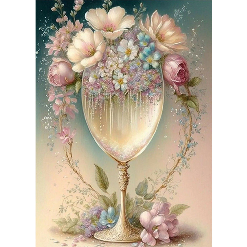 Diamond Painting - Full Round - flower crystal cup (30*40CM)