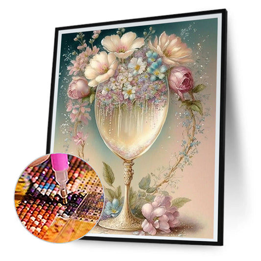 Diamond Painting - Full Round - flower crystal cup (30*40CM)