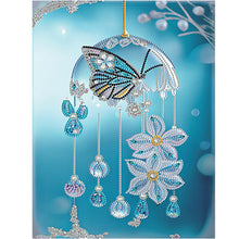 Load image into Gallery viewer, Diamond Painting - Partial Special Shaped - Blue Butterfly Small Fresh Wind Chime (30*40CM)
