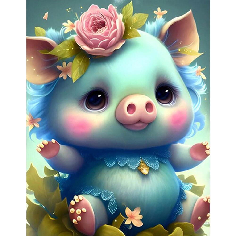 Diamond Painting - Full Round - Cartoon zodiac animal - pig (30*40CM)