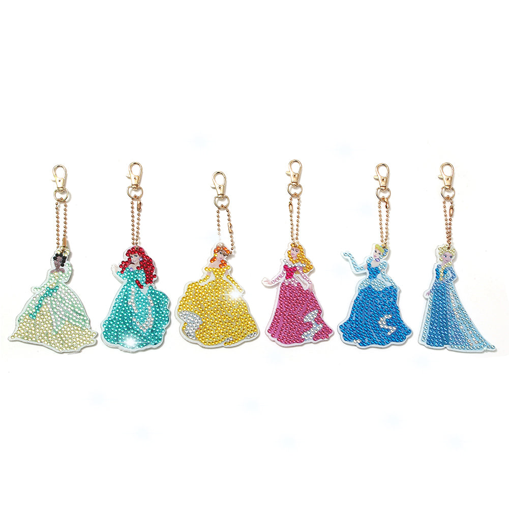 6pcs DIY Diamond Art Keychains Handmade Cartoon Craft Hanging Ornament (Y1137)