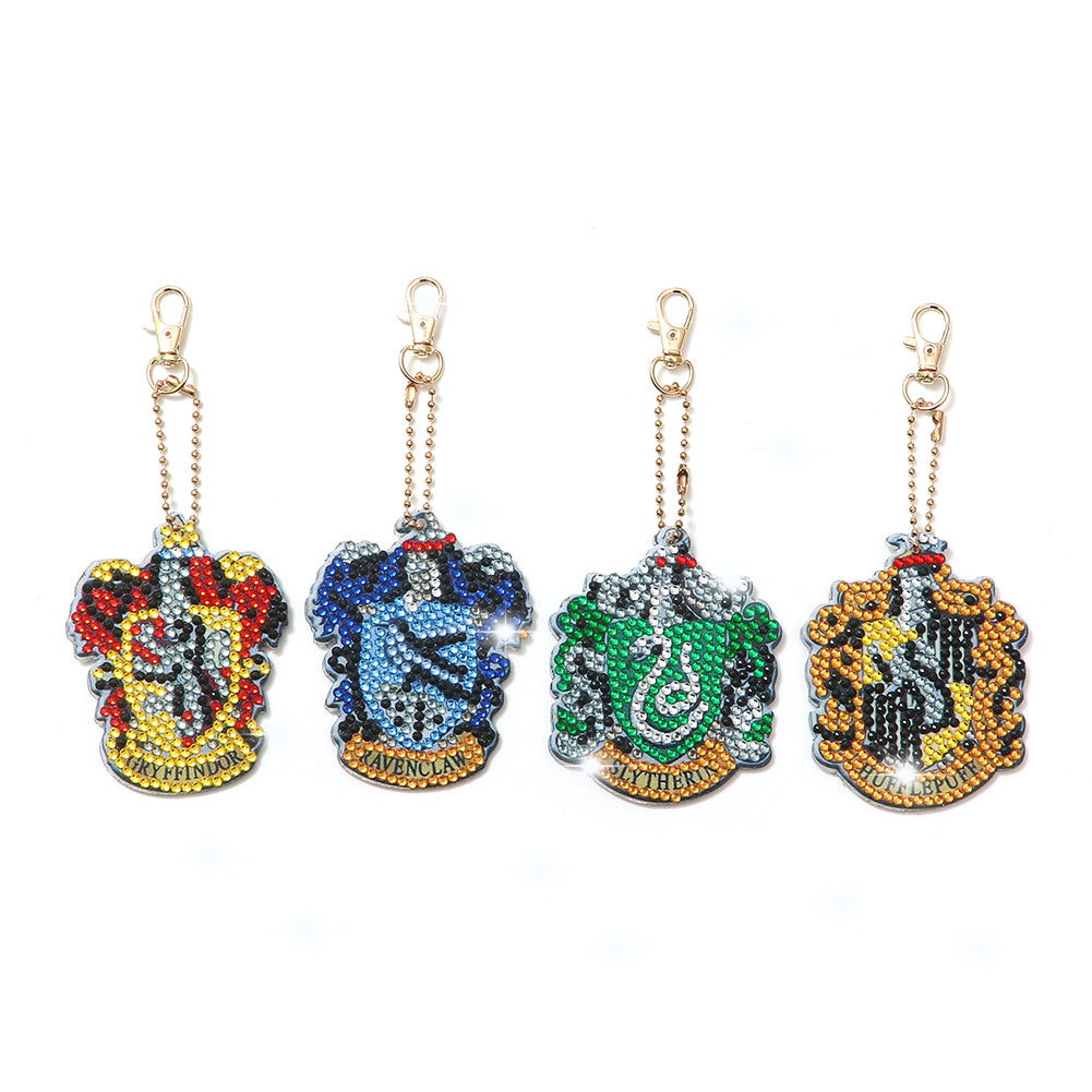 4pcs DIY Diamond Art Keychains Handmade Cartoon Craft Hanging Ornament (Y1140)