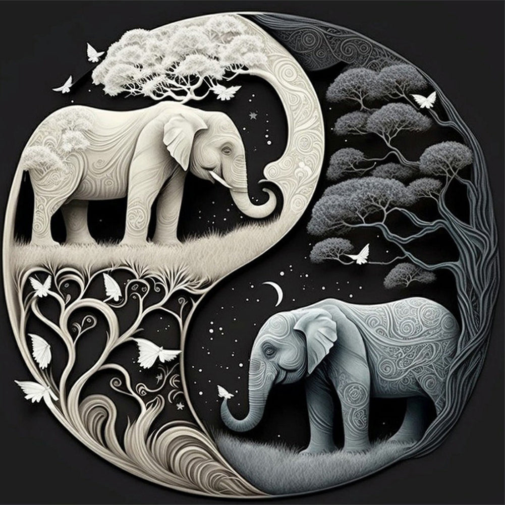 Diamond Painting - Full Round - Tai Chi elephant painting (30*30CM)