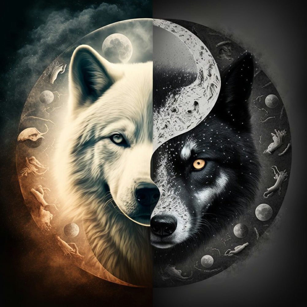 Diamond Painting - Full Round - Tai Chi wolf painting (30*30CM)