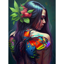 Load image into Gallery viewer, Diamond Painting - Full Round - personality girl flowers and birds back (30*40CM)
