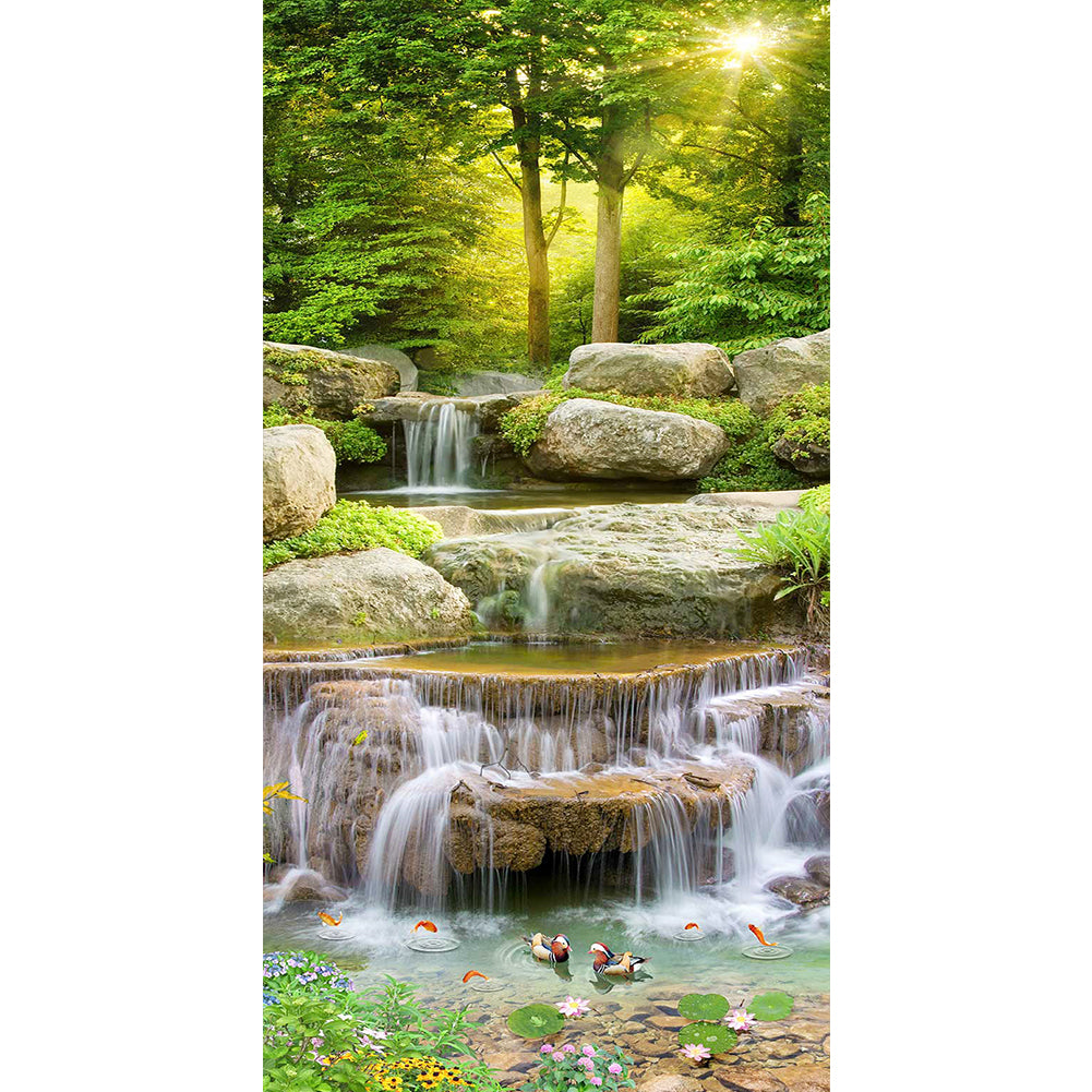 Diamond Painting - Full Round - forest waterfall (40*80CM)