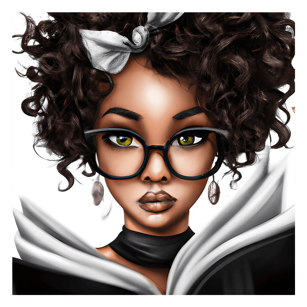 Diamond Painting - Full Round - curly black girl (30*30CM)