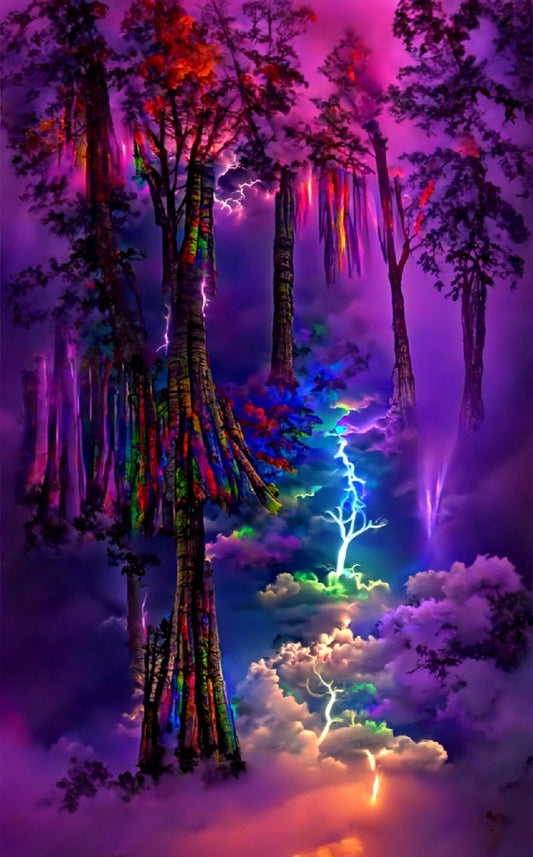 AB Diamond Painting - Full Round - Color Tree Lightning (50*80cm)